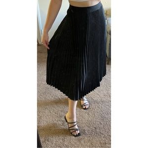 Mid-length Pleated Satin Skirt